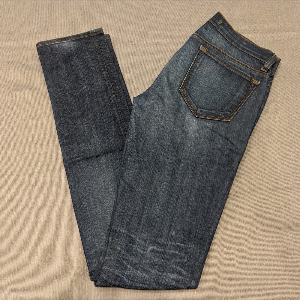 J Brand Low Rise Pencil Leg Dark High Tide Jean Skinny Leg Faded Dark Wash 26
